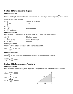 Section 22-1: Radians and Degrees &pi; Section 22