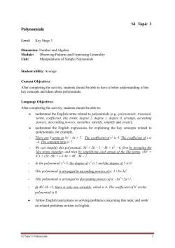 S1 Topic 3 Polynomials