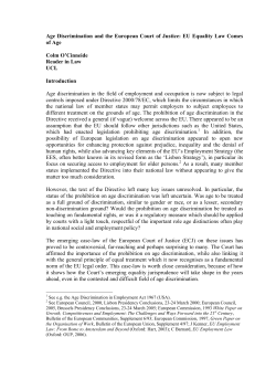 Age Discrimination and the European Court of Justice: EU Equality