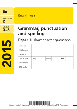 2015 KS2 SATs SPaG Paper 1 (Questions)