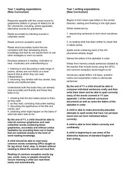 Year 1 reading expectations (New Curriculum) Year 1 writing