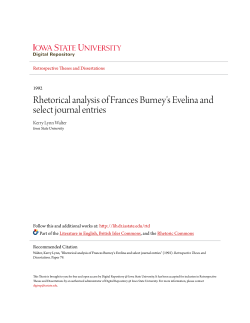 Rhetorical analysis of Frances Burney`s Evelina and select journal