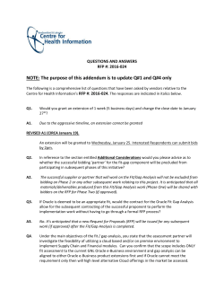 NOTE: The purpose of this addendum is to update Q#1 and Q