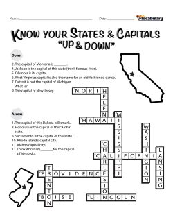 Across 1. The capital of this Dakota is Bismark. 3. Honolulu is the