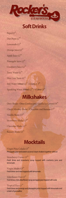 Drinks Menu - Rocker`s Steak House
