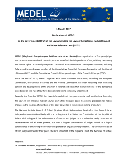 1 March 2017 Declaration of MEDEL on the governmental Draft of