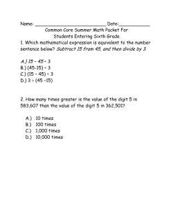 sentence below? Subtract 15 from 45, and then divide by 3. A.) 15