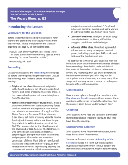 The Weary Blues, p. 62 Introducing the Lesson