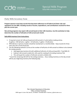 Daily Milk Inventory Form - Colorado Department of Education