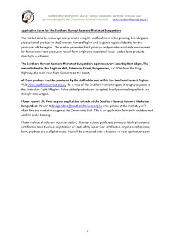 1 Application Form for the Southern Harvest Farmers Market at