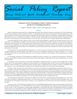 Social Policy Report - Society for Research in Child Development