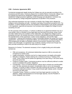 Procedure 2109 &ndash; Contracts, Agreements, MOU