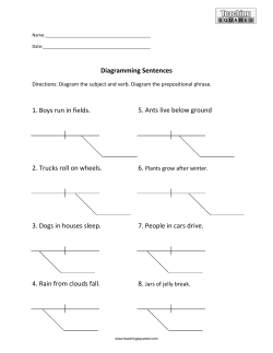 Diagramming Sentences 1. Boys run in fields. 2. Trucks roll on