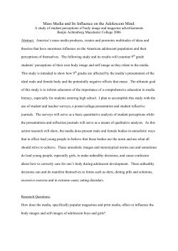 Mass Media and Its Influence on the Adolescent Mind