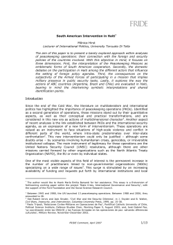 1/13 South American Intervention in Haiti* M&ocirc;nica Hirst Lecturer of