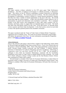the Role of Employee Involvement in a Modern Economy Evidence