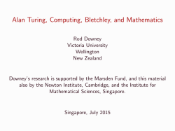 Alan Turing, Computing, Bletchley, and Mathematics, Singapore