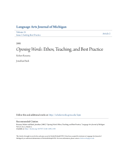 Opening Words: Ethos, Teaching, and Best Practice
