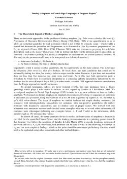 Donkey Anaphora in French Sign Language: A Progress Report1