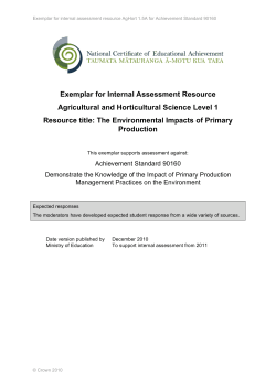 Exemplar for Internal Assessment Resource Agricultural and