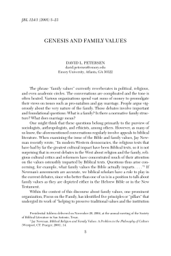 genesis and family values - Society of Biblical Literature