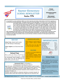 Oct 2016 NEWSLETTER - Raymer Elementary