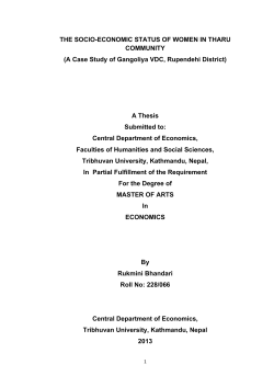 THE SOCIO-ECONOMIC STATUS OF WOMEN IN THARU