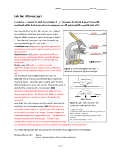 Lab 1A: Microscopy I