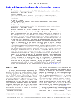 Static and flowing regions in granular collapses down channels