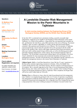 A Landslide Disaster Risk Management Mission to the Pamir