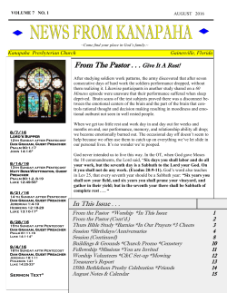 From The Pastor . . . Give It A Rest!