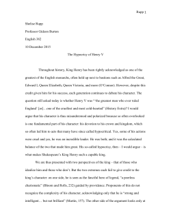 The Hypocrisy of Henry V