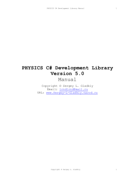 PHYSICS C# Development Library Version 5.0 Manual