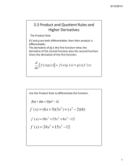 3.3 Product and Quotient Rules and Higher Derivatives