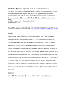 Film Festival Origins and Trajectories, March 2016