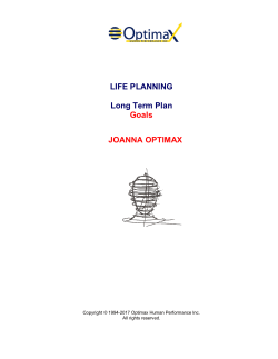 LIFE PLANNING Long Term Plan Goals JOANNA