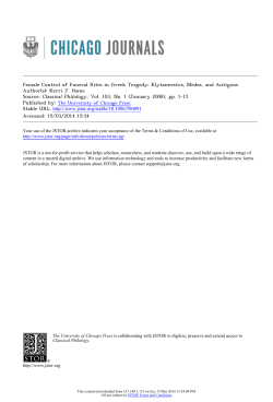 Female Control of Funeral Rites in Greek Tragedy: Klytaimestra
