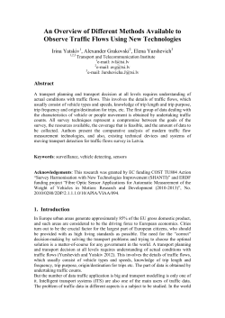 An Overview of Different Methods Available to Observe Traffic Flows
