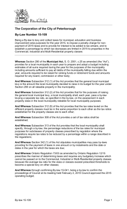 The Corporation of the City of Peterborough By-Law Number 15-109