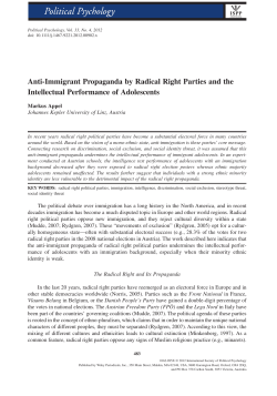 AntiImmigrant Propaganda by Radical Right Parties and the