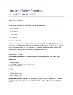 January Library Gourmet: Pizzas From Scratch