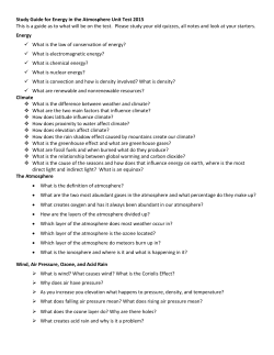 Study Guide for Energy in the Atmosphere Unit Test 2015 This is a