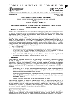 Agenda Item 9 CX/MAS 17/38/9 March 2017 JOINT FAO/WHO