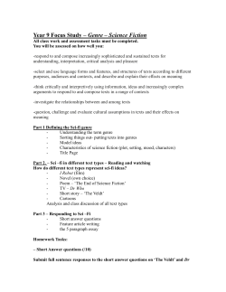 Year 9 Focus Study &ndash; Genre &ndash; Science Fiction