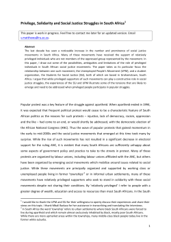 Privilege, Solidarity and Social Justice Struggles in South Africa1