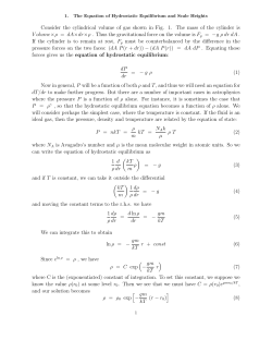 Consider the cylindrical volume of gas shown in Fig. 1. The mass of