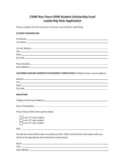 CVMF Ron Faoro DVM Student Scholarship Fund Leadership Role