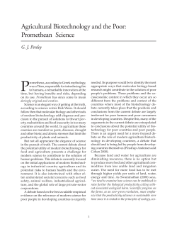 Agricultural Biotechnology and the Poor: Promethean Science