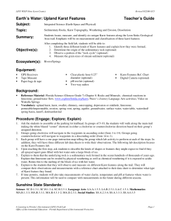 Earth`s Water: Upland Karst Features Teacher`s