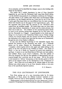 the old lectionary of jerusalem.
